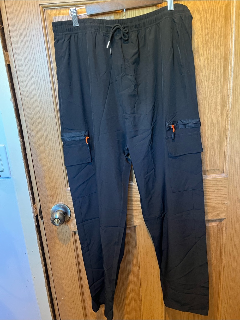 Men's Black Cargo Jogger Pants with Zip Pockets